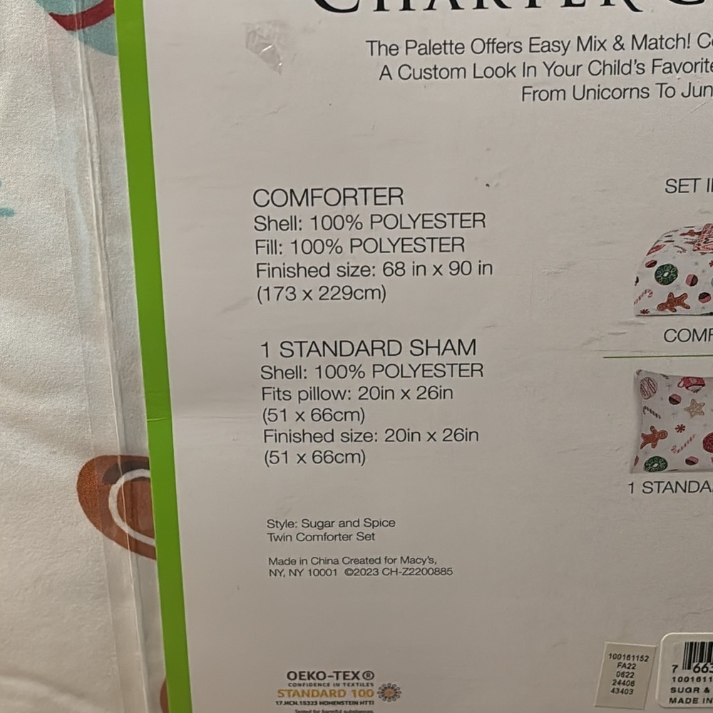 CHARTER CLUB KIDS TWIN Sugar & Spice w/Gingerbread Man Reversible Comforter Set - Picture 5 of 11